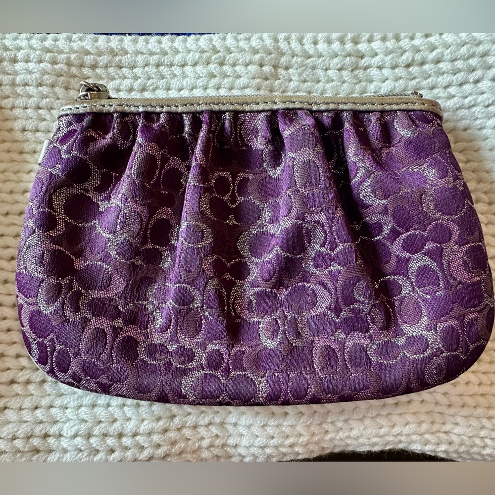 Coach Purple Wristlet with silver accents